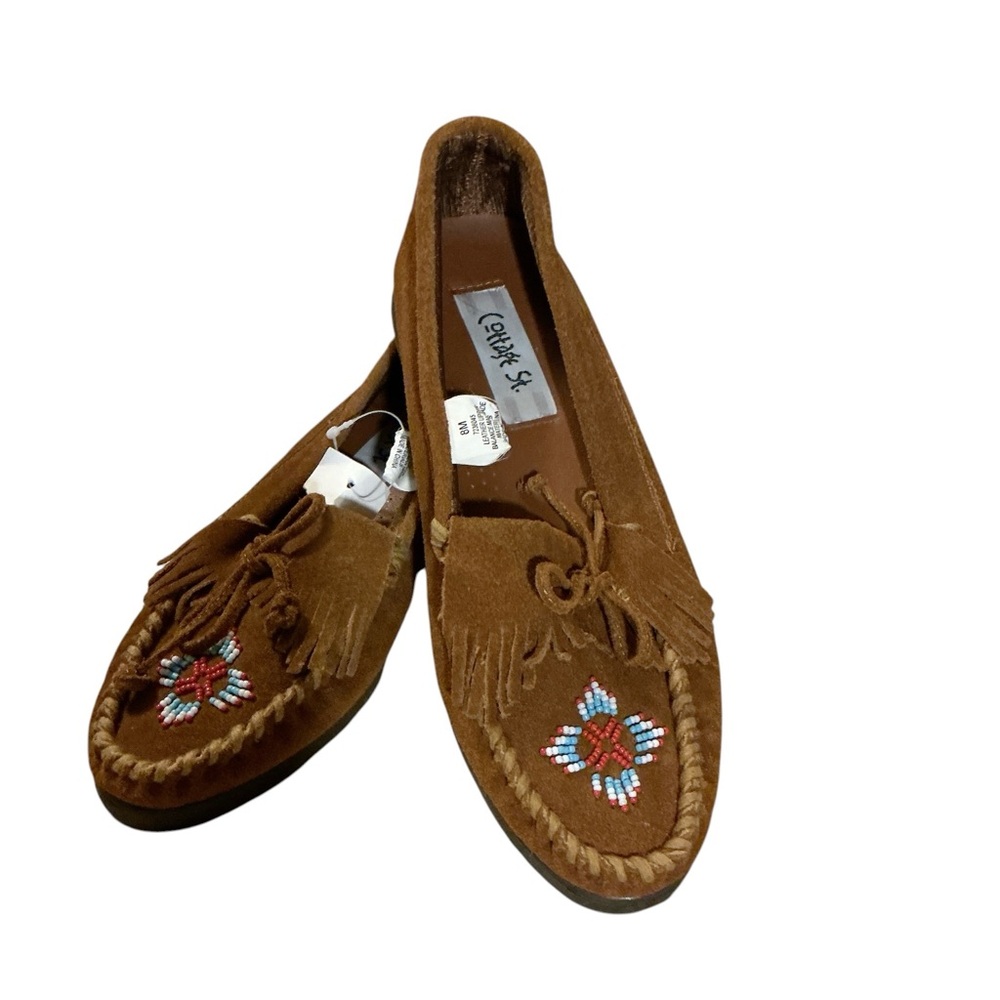 Minnetonka Brown Beaded Fringe Moccasin - Women's